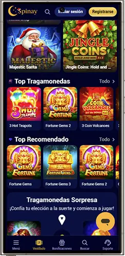 Aplicación y juego de navegador de Spinay Casino